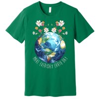 Make Everyday Earth Day Floral Globe Awareness Premium T-Shirt