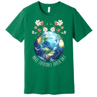 Make Everyday Earth Day Floral Globe Awareness Premium T-Shirt