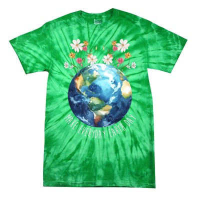 Make Everyday Earth Day Floral Globe Awareness Tie-Dye T-Shirt