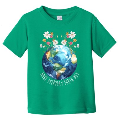 Make Everyday Earth Day Floral Globe Awareness Toddler T-Shirt