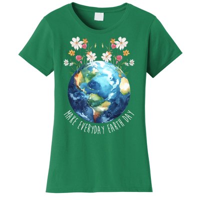 Make Everyday Earth Day Floral Globe Awareness Women's T-Shirt