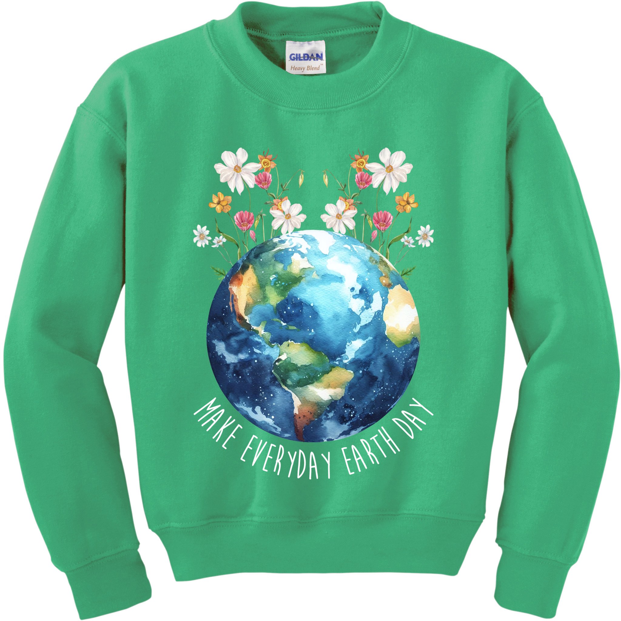 Make Everyday Earth Day Floral Globe Awareness Kids Sweatshirt
