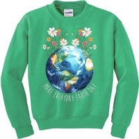 Make Everyday Earth Day Floral Globe Awareness Kids Sweatshirt