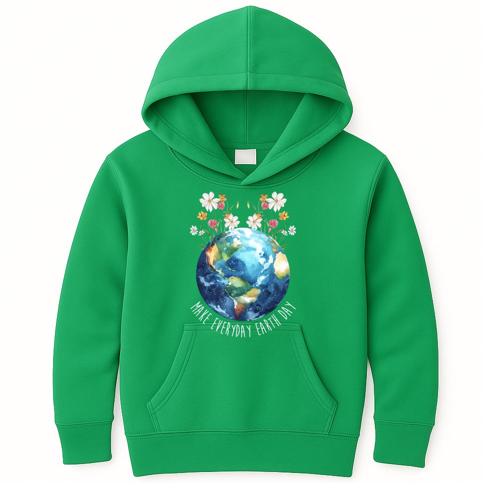 Make Everyday Earth Day Floral Globe Awareness Kids Hoodie