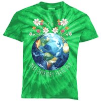 Make Everyday Earth Day Floral Globe Awareness Kids Tie-Dye T-Shirt