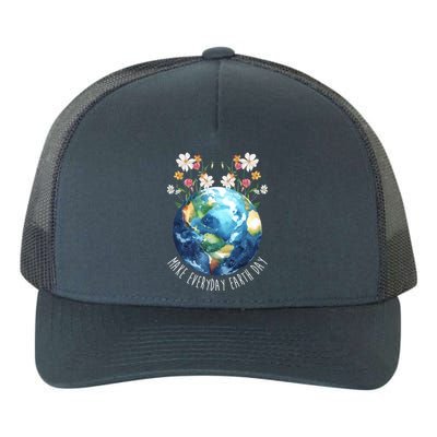 Make Everyday Earth Day Floral Globe Awareness Yupoong Adult 5-Panel Trucker Hat