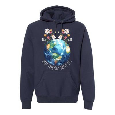 Make Everyday Earth Day Floral Globe Awareness Premium Hoodie