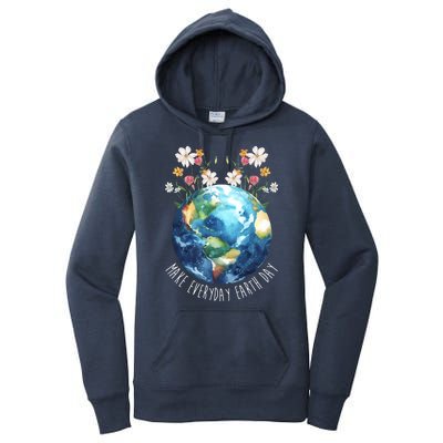 Make Everyday Earth Day Floral Globe Awareness Women's Pullover Hoodie