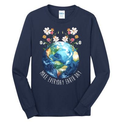 Make Everyday Earth Day Floral Globe Awareness Tall Long Sleeve T-Shirt