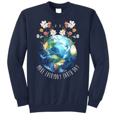 Make Everyday Earth Day Floral Globe Awareness Tall Sweatshirt