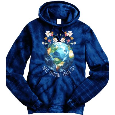 Make Everyday Earth Day Floral Globe Awareness Tie Dye Hoodie