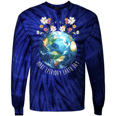 Make Everyday Earth Day Floral Globe Awareness Tie-Dye Long Sleeve Shirt