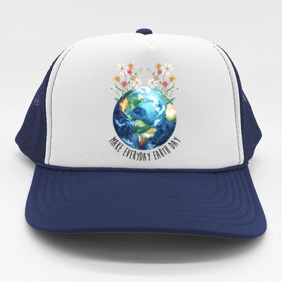 Make Everyday Earth Day Floral Globe Awareness Trucker Hat