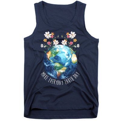 Make Everyday Earth Day Floral Globe Awareness Tank Top