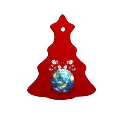 Make Everyday Earth Day Floral Globe Awareness Ceramic Tree Ornament