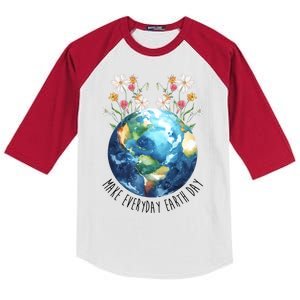 Make Everyday Earth Day Floral Globe Awareness Kids Colorblock Raglan Jersey