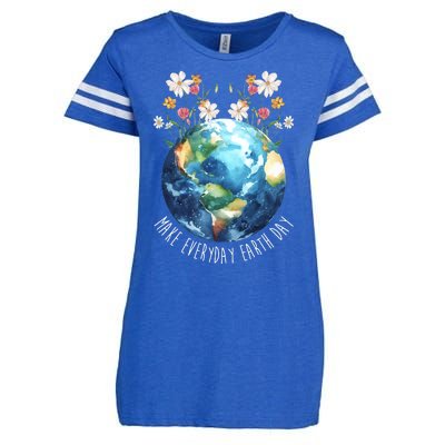 Make Everyday Earth Day Floral Globe Awareness Enza Ladies Jersey Football T-Shirt