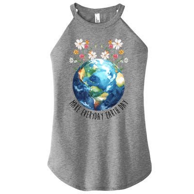 Make Everyday Earth Day Floral Globe Awareness Women's Perfect Tri Rocker Tank