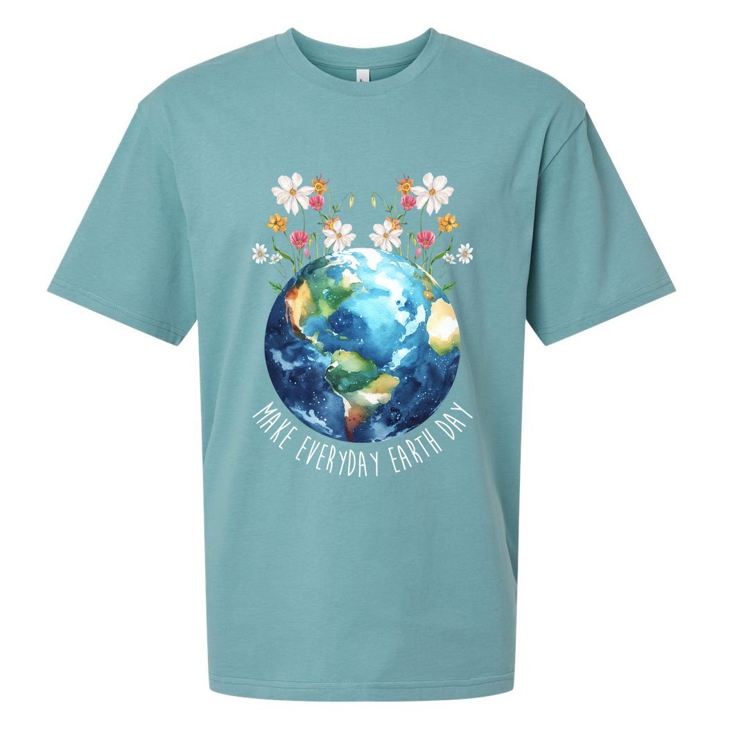 Make Everyday Earth Day Floral Globe Awareness Sueded Cloud Jersey T-Shirt