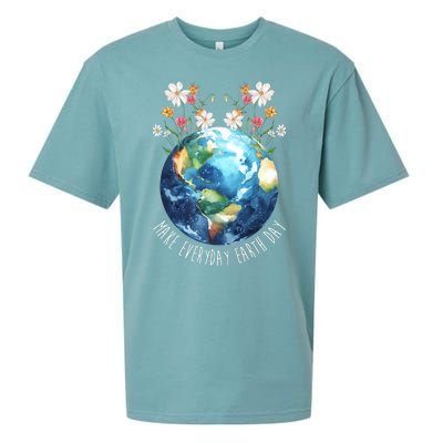 Make Everyday Earth Day Floral Globe Awareness Sueded Cloud Jersey T-Shirt