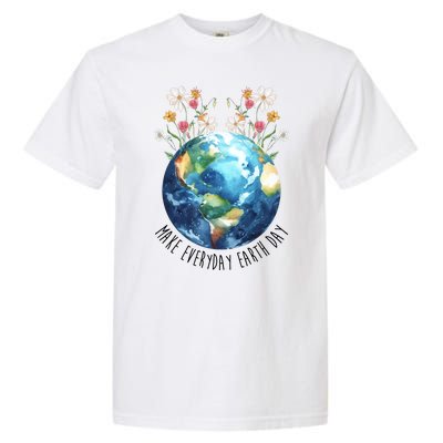 Make Everyday Earth Day Floral Globe Awareness Garment-Dyed Heavyweight T-Shirt