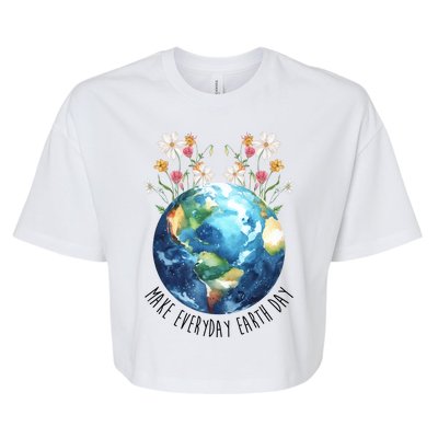 Make Everyday Earth Day Floral Globe Awareness Bella+Canvas Jersey Crop Tee