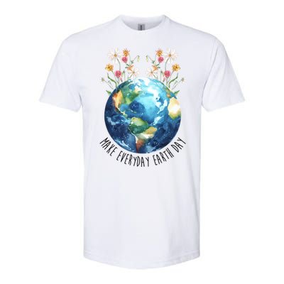 Make Everyday Earth Day Floral Globe Awareness Softstyle® CVC T-Shirt