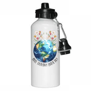 Make Everyday Earth Day Floral Globe Awareness Aluminum Water Bottle 