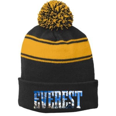 Mount Everest Expidition Mt Mountain Climbing Mountaineer Stripe Pom Pom Beanie