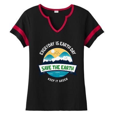 Make Everyday Earth Day Saving Mother Earth Landscape Design Gift Ladies Halftime Notch Neck Tee