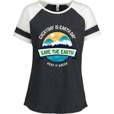 Make Everyday Earth Day Saving Mother Earth Landscape Design Gift Enza Ladies Jersey Colorblock Tee