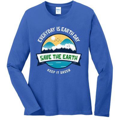 Make Everyday Earth Day Saving Mother Earth Landscape Design Gift Ladies Long Sleeve Shirt