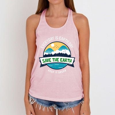 Make Everyday Earth Day Saving Mother Earth Landscape Design Gift Women's Knotted Racerback Tank