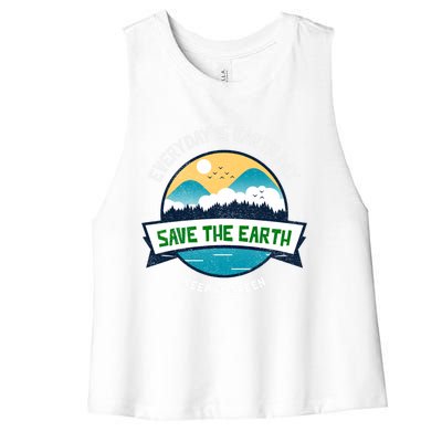 Make Everyday Earth Day Saving Mother Earth Landscape Design Gift Women's Racerback Cropped Tank