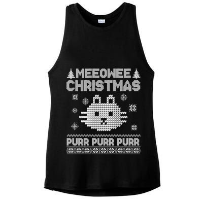 Meeowee Christmas Ugly Sweater Ladies PosiCharge Tri-Blend Wicking Tank