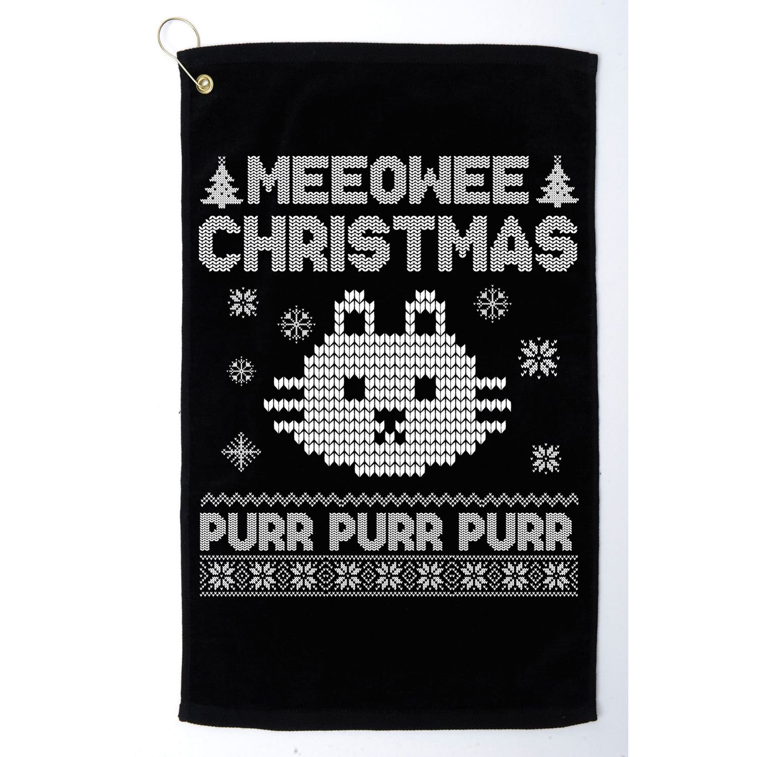 Meeowee Christmas Ugly Sweater Golf Towel