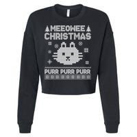 Meeowee Christmas Ugly Sweater Cropped Pullover Crew