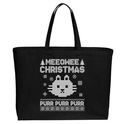 Meeowee Christmas Ugly Sweater Cotton Canvas Jumbo Tote