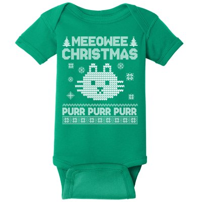 Meeowee Christmas Ugly Sweater Baby Bodysuit