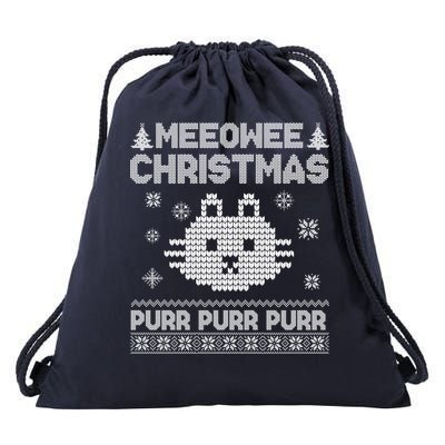 Meeowee Christmas Ugly Sweater Drawstring Bag