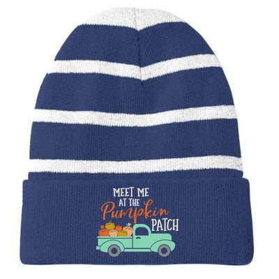 Meet Me at the Pumpkin Patch Striped Beanie with Solid Band