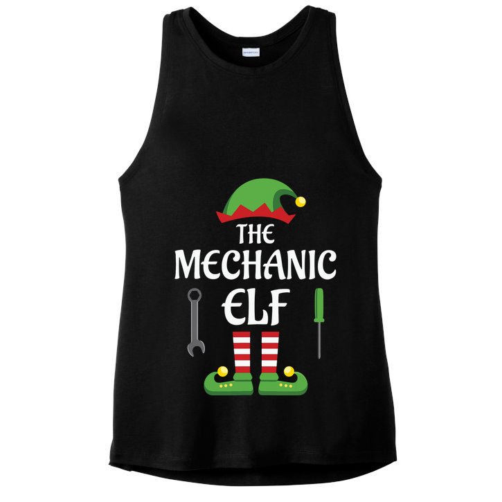 Mechanic Elf Family Matching Group Christmas Ladies PosiCharge Tri-Blend Wicking Tank