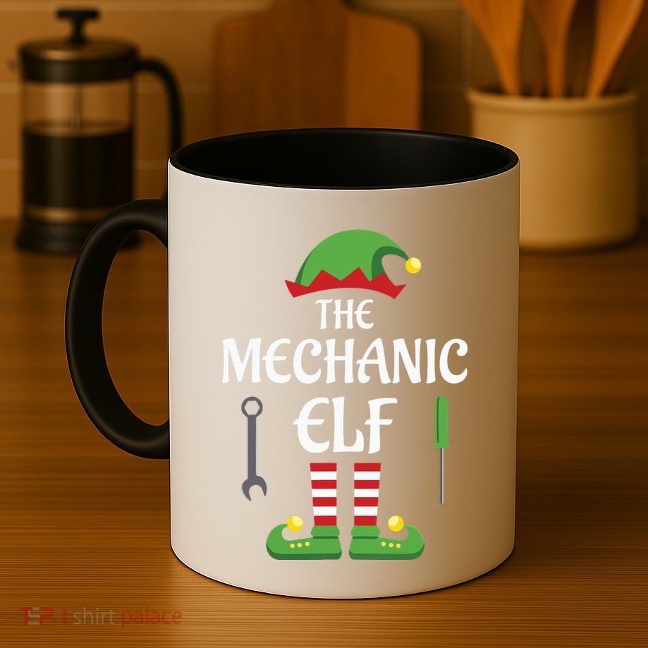 Mechanic Elf Family Matching Group Christmas Mug