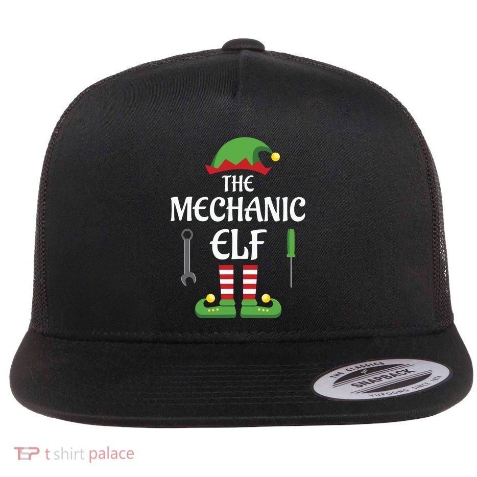 Mechanic Elf Family Matching Group Christmas Flatbill Hat
