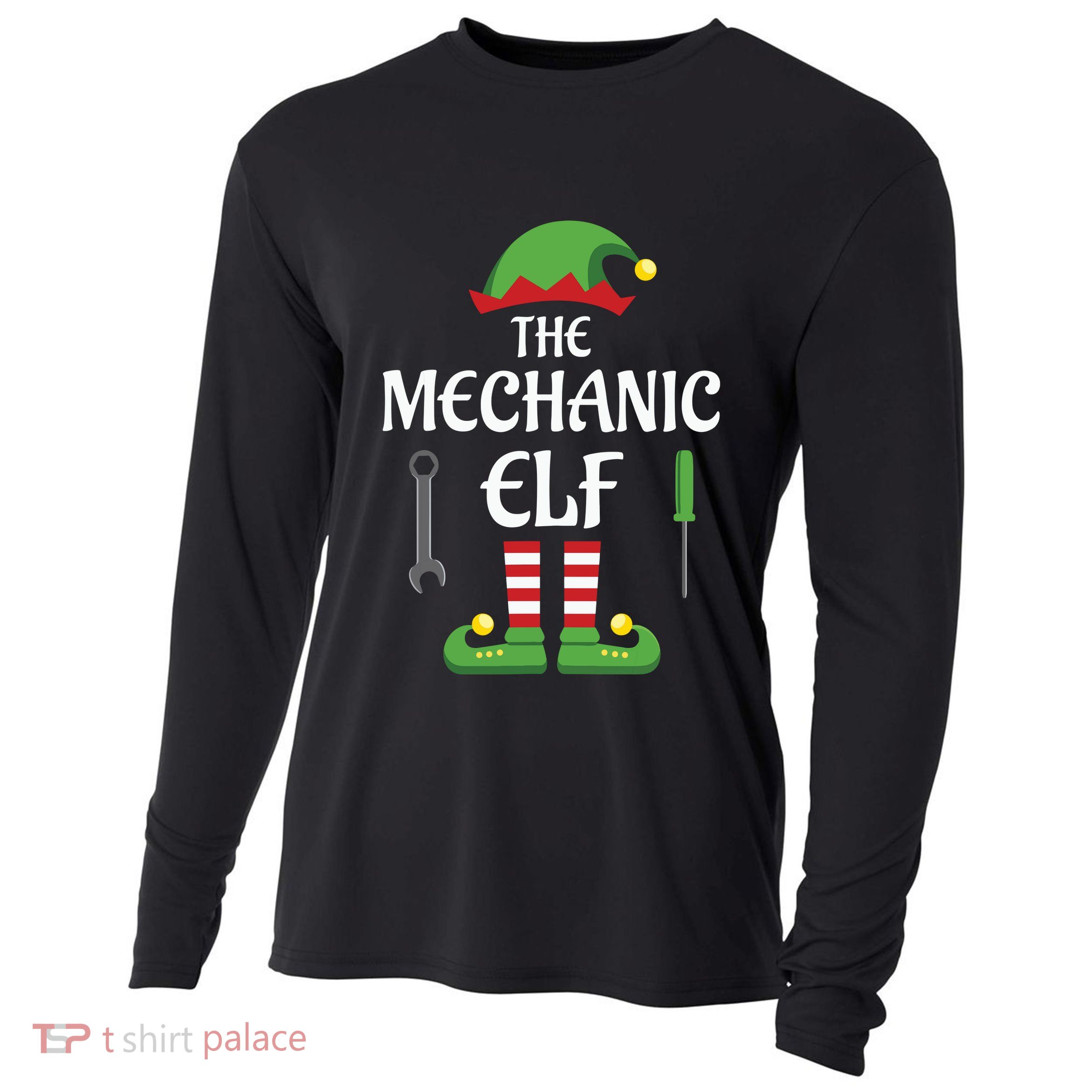 Mechanic Elf Family Matching Group Christmas Cooling Performance Long Sleeve Crew