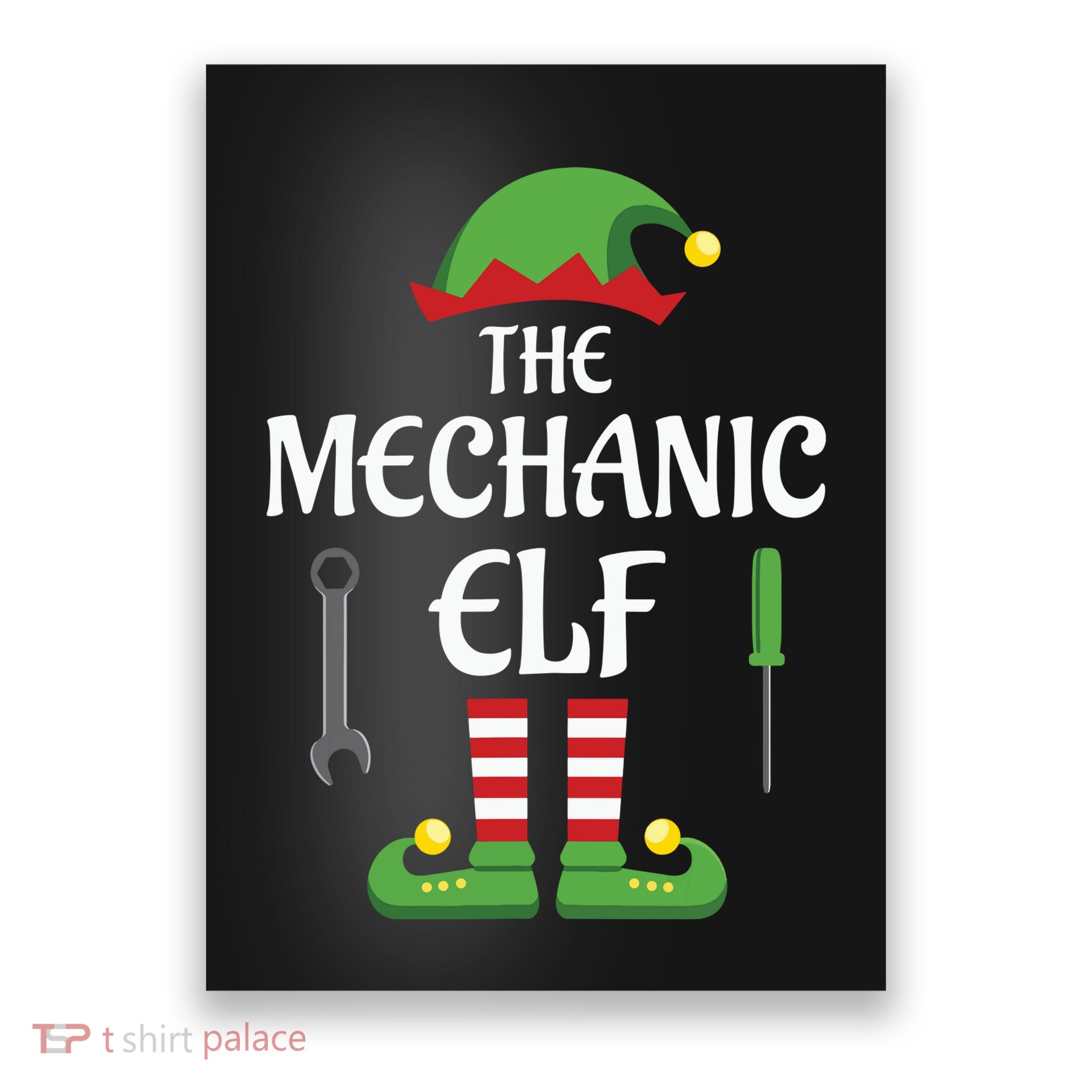 Mechanic Elf Family Matching Group Christmas Poster