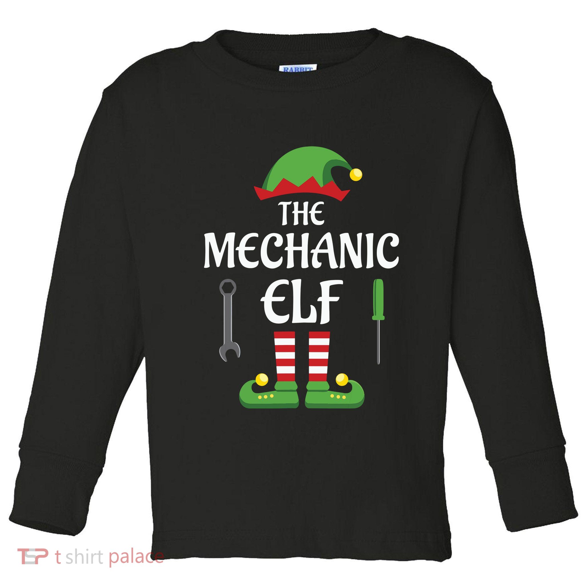 Mechanic Elf Family Matching Group Christmas Toddler Long Sleeve Shirt