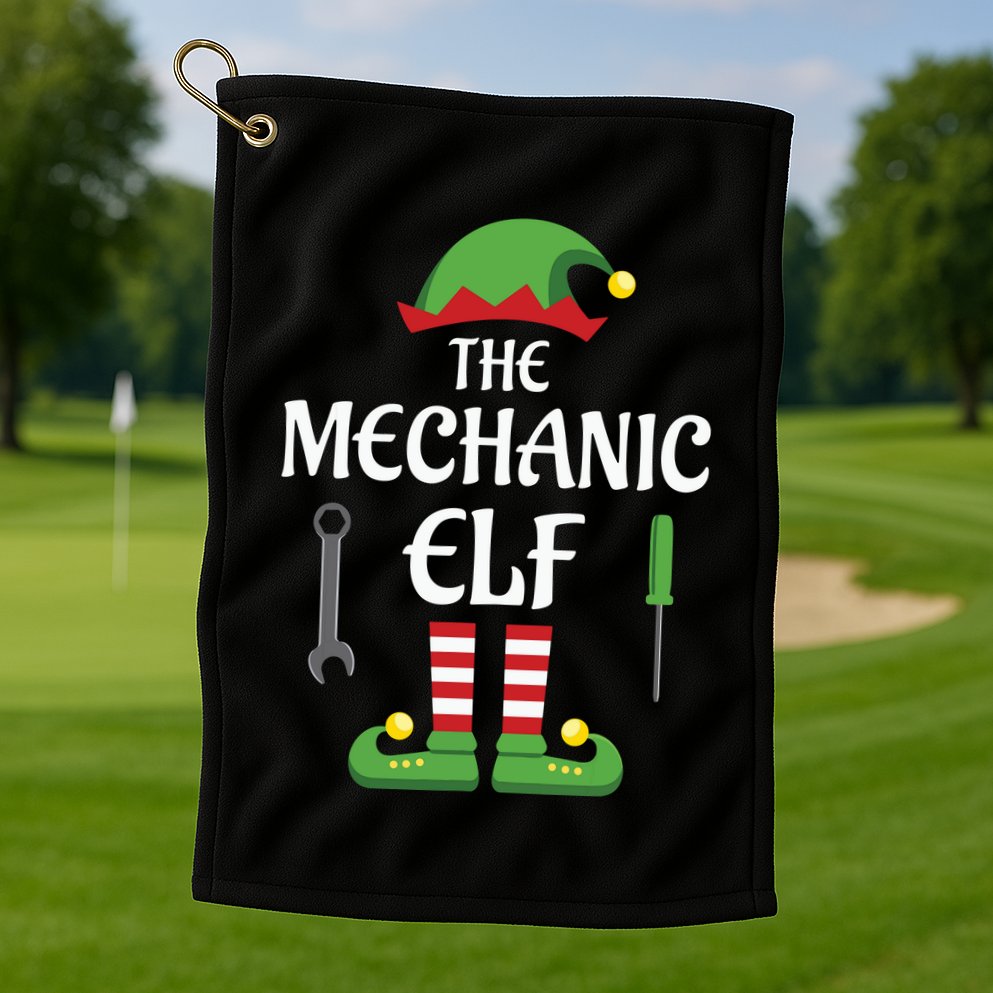 Mechanic Elf Family Matching Group Christmas Golf Towel