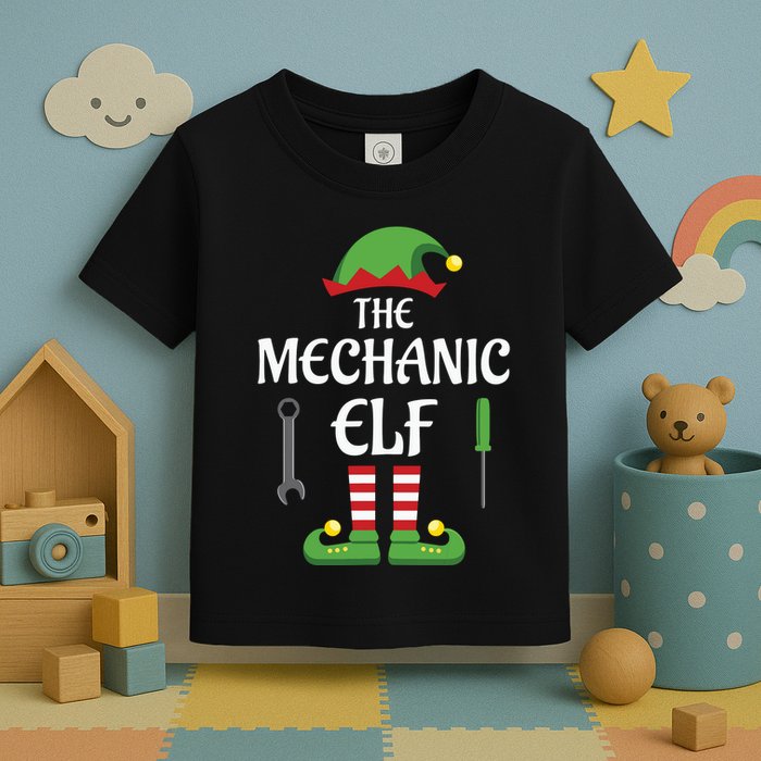 Mechanic Elf Family Matching Group Christmas Toddler T-Shirt