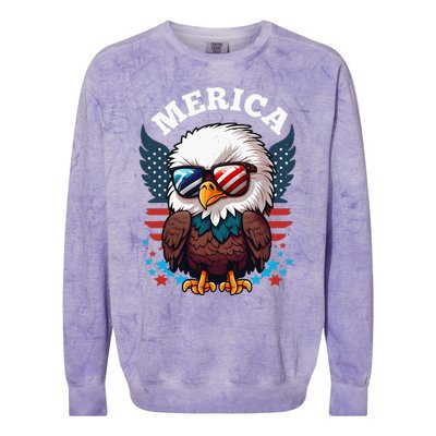 Merica Eagle Funny Patriotic Eagle Usa Flag Colorblast Crewneck Sweatshirt